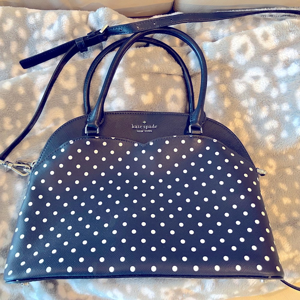 NWT Kate Spade New York medium dome satchel in Payton micro polkadot nightcap